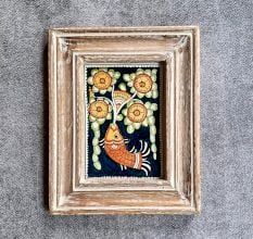Vintage Hand Painted Kalamkari Fish Floral Frame